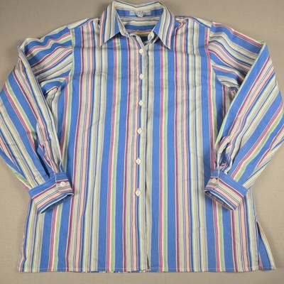 Foxcroft Classic Fit Shirt Size 6P Wrinkle Free Multicolor Stripe Button Up