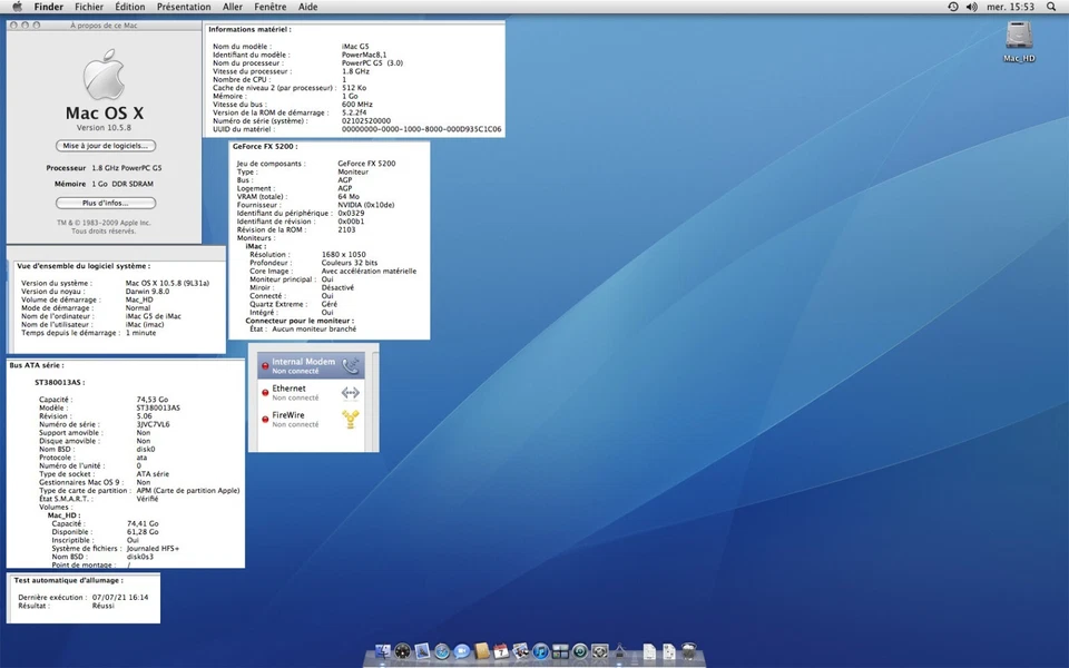 Apple iMac G5 - 1.8 GHz - 20" - A1076 - 2008 - semi-HS - Photo 4/4