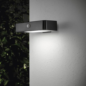 Solar Led Wandleuchte Wandlampe Mit Bewegungsmelder Aussenleuchte Schwarz So42 Ebay