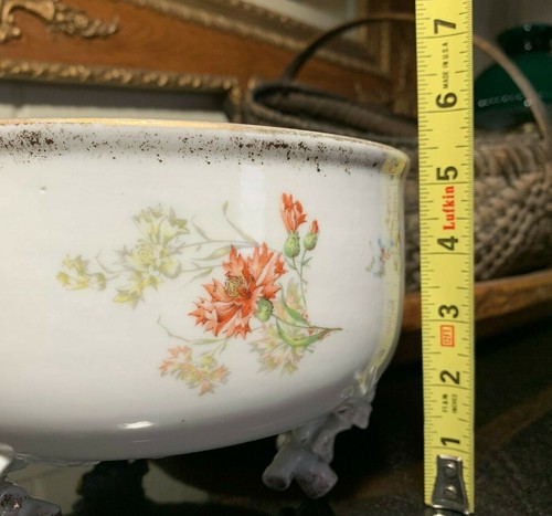 P H Leonard Vienna Austria 3 Twig Toed Footed 8 1/2" Bowl Fleurs de Champs XLNT - Picture 12 of 12