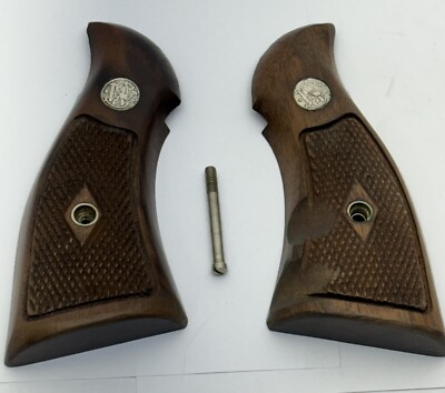 Vintage Smith & Wesson K Frame Square Diamond Magna WOOD Grips 10 13 14 15 17 53
