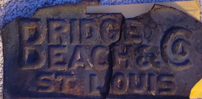 1800s BRIDGE BEACH & CO St. Louis - Rusted Iron Stove Door As-is 