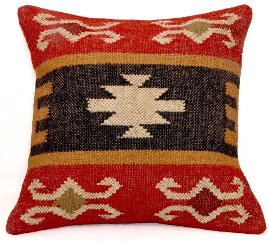 4 Pcs 100% Nature Jute Cushion Cover 18" Inche Handmade Kilim Pillow Cover Throw - Image 2 of 4