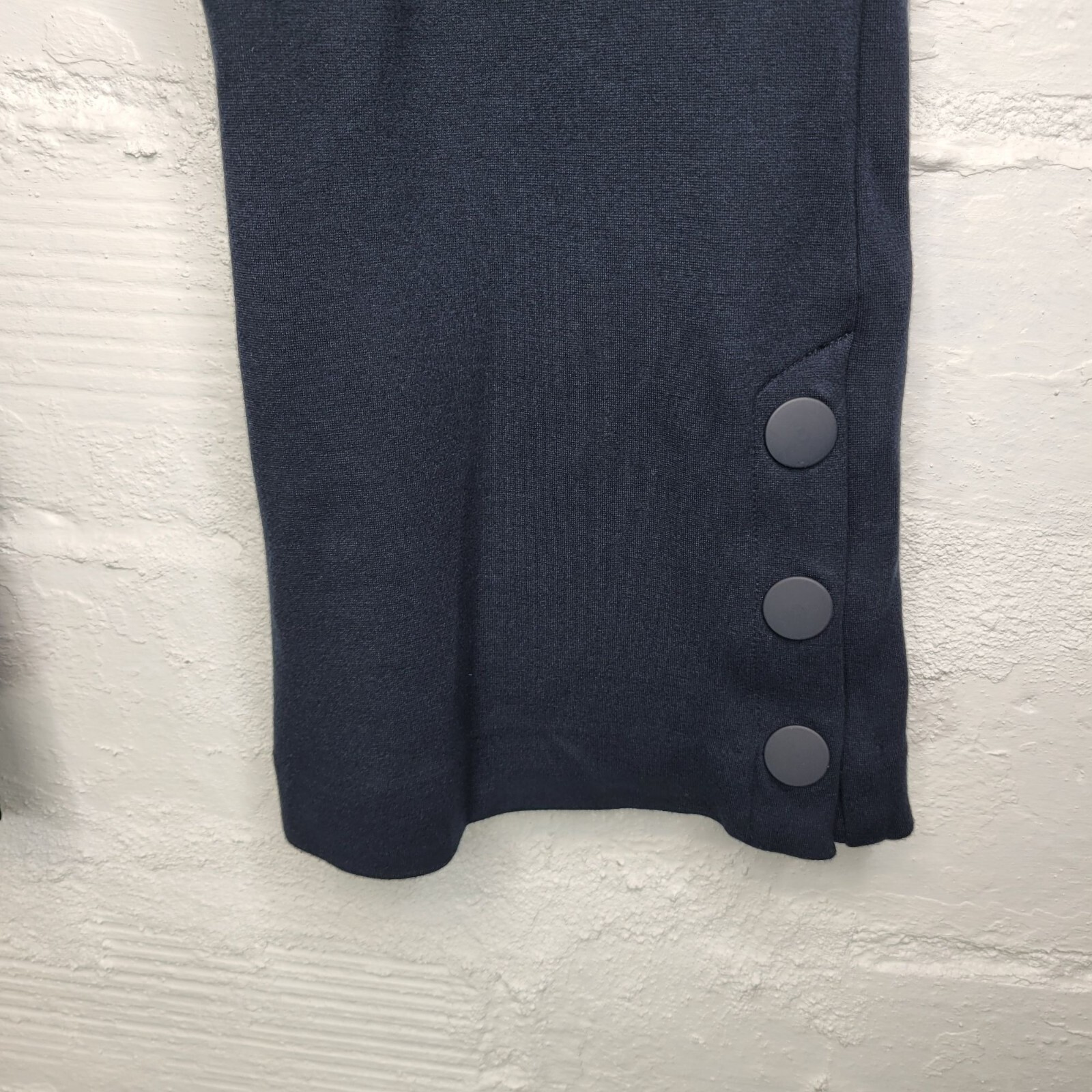 Pantalone donna Cabi taglia 8 stile Keen Kick svasato blu #6043 polsini a scatto