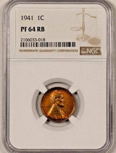 1941 NGC PF64 PR64 RB Proof Lincoln Cent