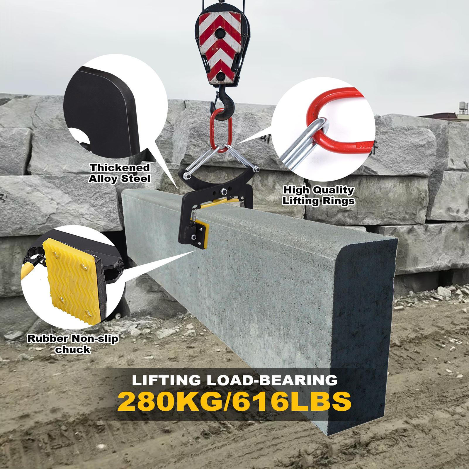 Heavy Duty Granite Slab Lifting Clamp 280kg Vertical Stone Clamp