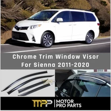 For 2011-2020 Toyota Sienna Chrome Trim Window Visors Vent Sun Guards Deflectors