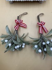 Frosted Artificial Mistletoe For Christmas Festive Mistletoe Garland Lot Of 2