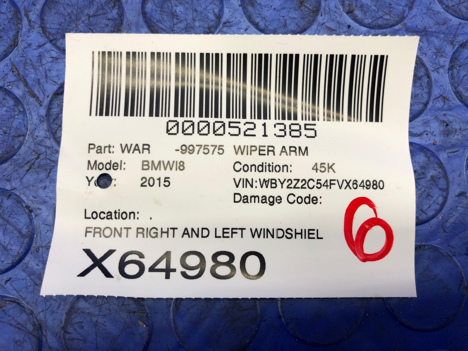 2014-2020 BMW I8 OEM FRONT RIGHT AND LEFT WINDSHIELD WIPER ARM SET