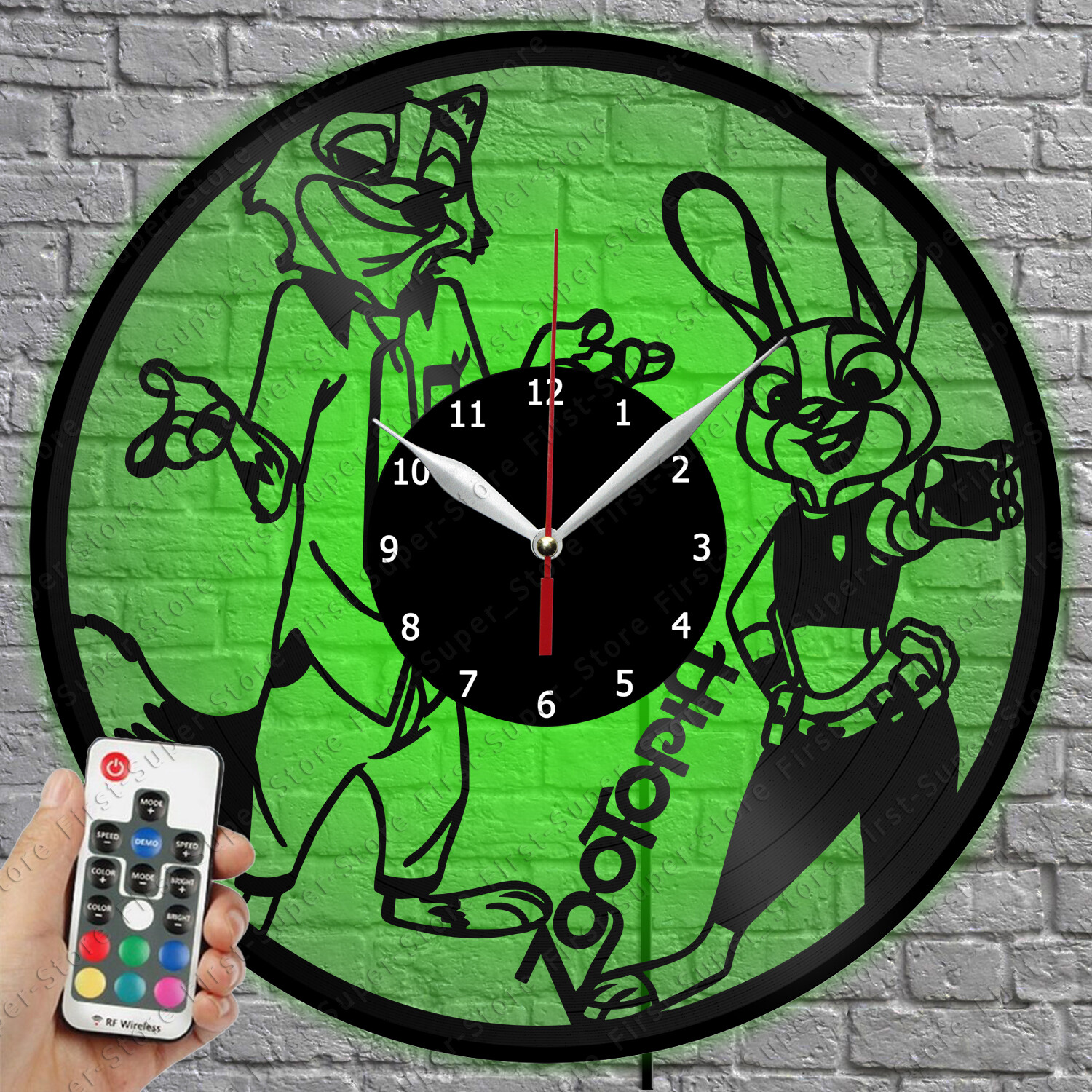Zootopia Cartoon LED Vinyl Record Wall Clock with Light 1599