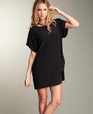 joie black silk dress Joie Mini Dress Almarie Black Velvet Size Small Cap Sleeve V-Neck Shif –  Celebrity Owned main image 1
