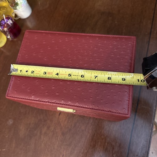 VTG Red Ostrich Skin Jewelry Box. Brand New. No Tear. Plastic Seal Still On - Picture 12 of 17