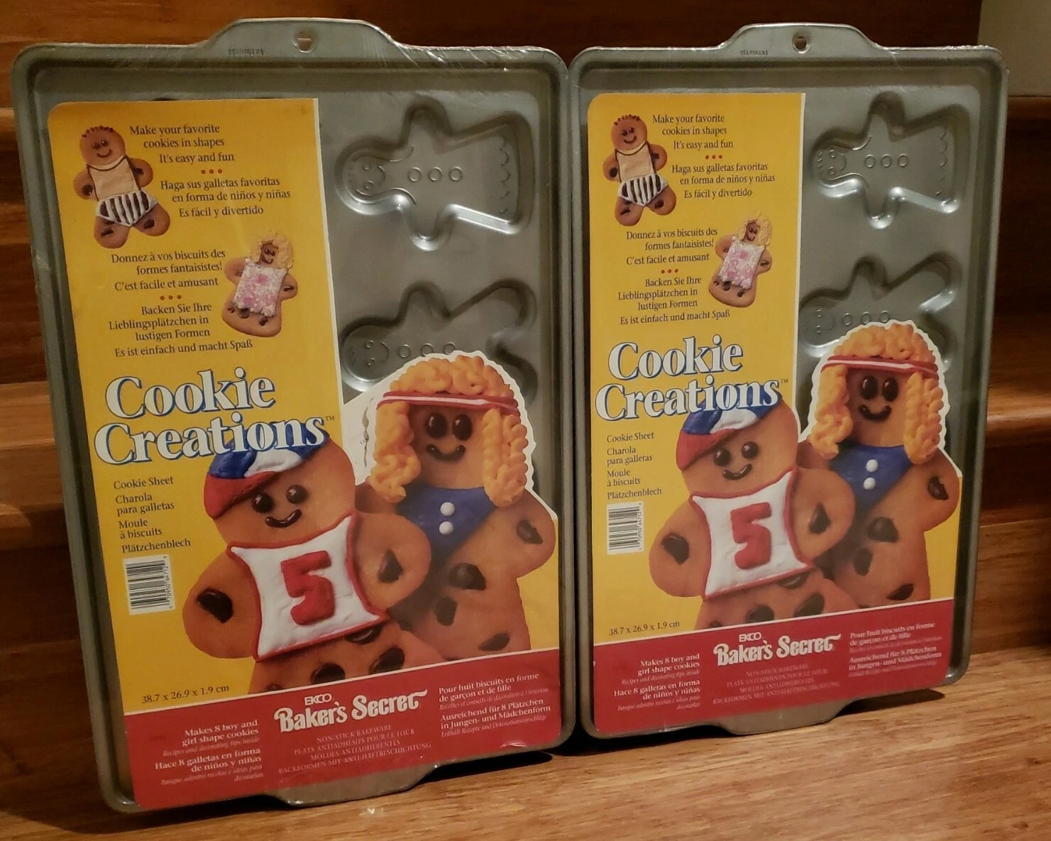 Lot of 2 Vintage Ekco Bakers Secret Cookie Creation NonStick Bakeware Sheet Pans