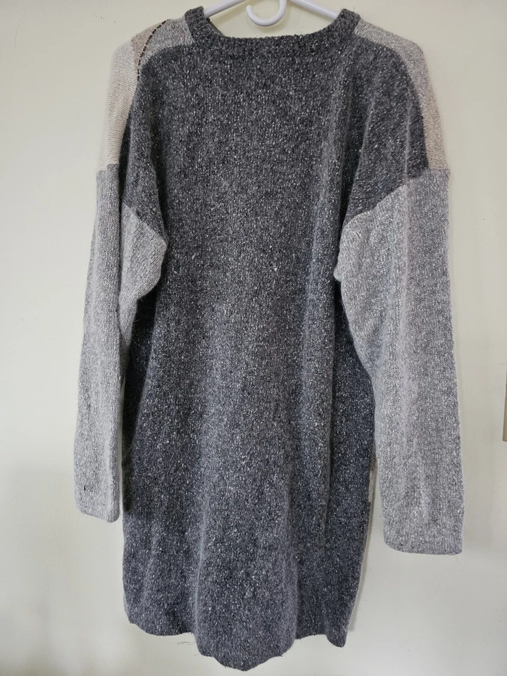 Vestido Suéter Segue Seda Angora Lana de Cordero De Colección Talla 2xl 18-20 Gris Tostado Cuentas Y2 Foto 4 de 4