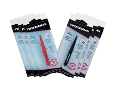Tweezerman Tweezers with stainless steel tip Black and Red Set of 6
