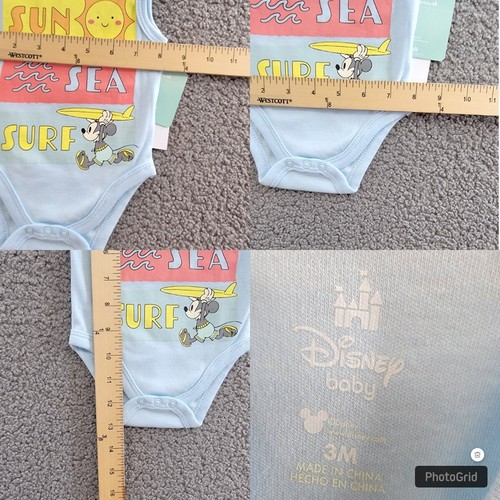 Disney Baby Mickey Mouse Surf Bodysuits Unisex Baby 3M Multi Graphic Print - 3pc - Picture 8 of 24