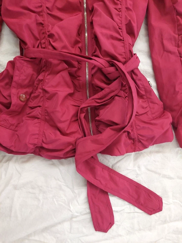 Chaqueta Rosa Nylon Primavera Verano Cinturón Acanalado Betsey Johnson XL Foto 4 de 4