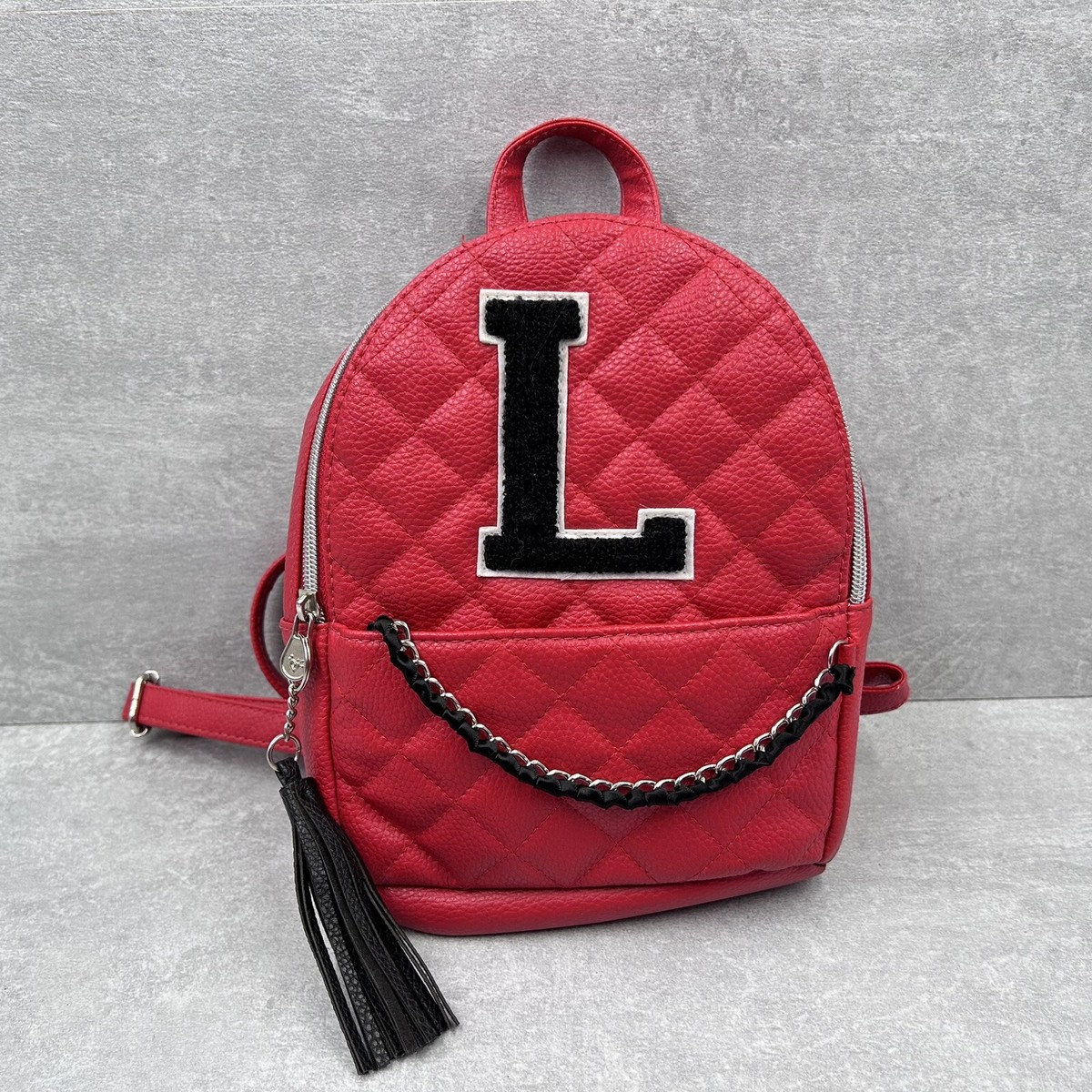 Justice Initial L Quilted Mini Backpack Ladybug Red