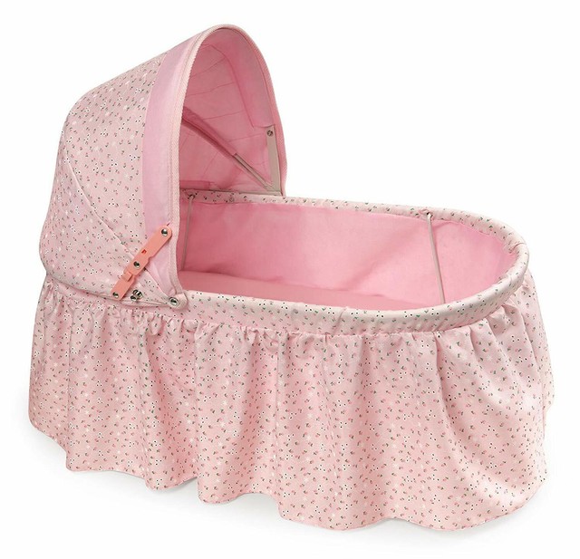 Baby Doll Cradle Bed With Rosebud Fabric Fits American Girl Dolls