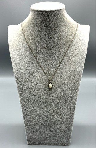 Sterling Silver, M.O.P. Oval Pendant Necklace - Picture 2 of 7