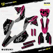 Gray & Pink Slick Racing Graphics Kit fits 08-17 Suzuki RMZ450 Sticker RMZ 450