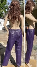 vtg 80s new with tags PURPLE LEATHER PANTS lined high rise womens medium short