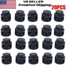 20Pcs Black Paracord Cord Lock Clamp 2 Hole Toggle Clip Stopper Accessories US