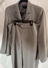 TALBOTS Womens Size 14 Gray Pant Suit. Discrete 3 Button Up Pants Side Zipper