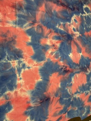 Bulgary Rayon Crepon Blue/Pink Tie Dye Premium Fabric By The Yard Poly Blend