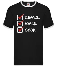 Crawl Walk Cook - Mens Ringer - Cooking Bake Baking Bake Funny Love Chef