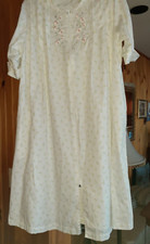 Vtg Miss Elaine Classics MED Robe House Dress White Pink Floral Pockets Zipp