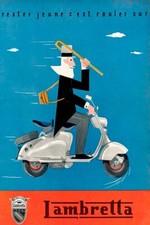 Poster Manifesto Locandina Pubblicitaria Scooter Stampa Vintage Lambretta Milano