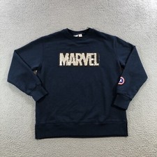 marvel avengers Sweatshirt Kids Boys 11/12 Blue Sequins Logo