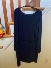 Chaps Ralph Lauren Matte Jersey Navy Dolman Sleeve Tunic Dress Size XL