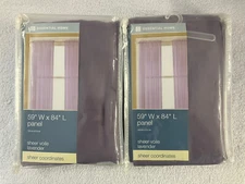 Essential Home Sheer Curtain Panels Sheer Voile Lavender 59” W C 84” L 1 Pair