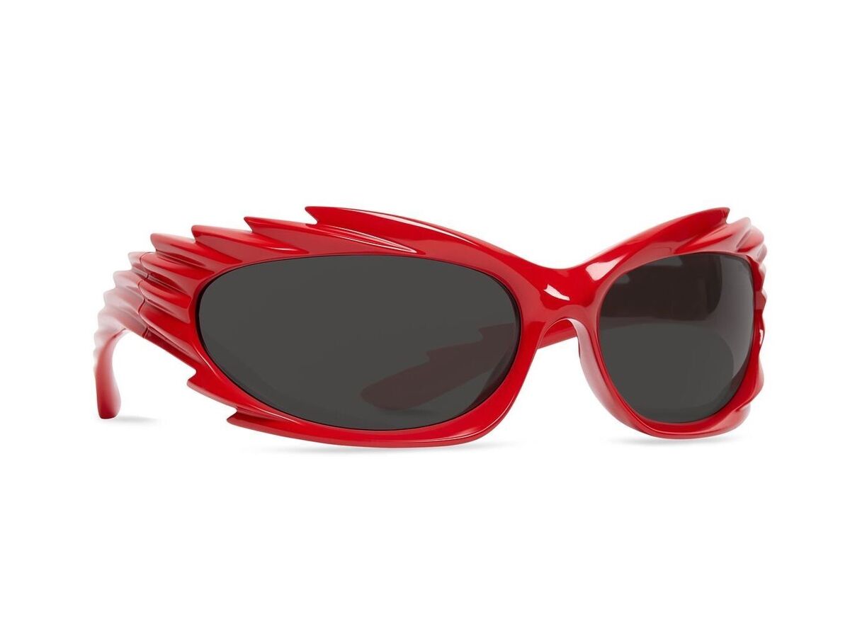 NEW BALENCIAGA SPIKE RECTANGLE SUNGLASSES BB0255S 004 RED