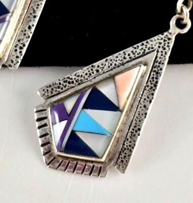 Native American Silver Turquoise Earrings Southwestern Santa Fe Vtg Woman Gift