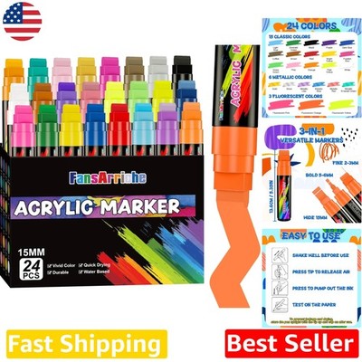 Pro 15mm Jumbo Paint Pens 24 Colors Multi-Surface Permanent Art