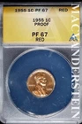 1955 Lincoln Wheat Cent- ANACS PF 67 Red- Lustrous- No Reserve #SLA1048