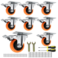 8 StüCk 75Mm Lenkrollen Mit Bremse, Transportrollen Schwerlastrollen Outdoor, Le