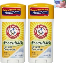 2-Pack Essentials Unscented Natural Deodorant Sticks - 2.5 oz Each, Eco-Friendly