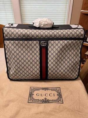 Gucci GG Supreme Canvas Blue Web Stripe Leather Garment Bag.  Brand New!