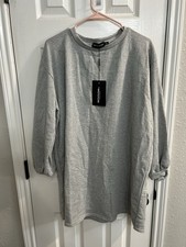 Pretty Little Thing Oversized Gray Sweatshirt Dress Size 8 Women New With Tags