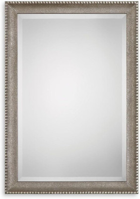 Stylish Metallic Silver Rectangle Bathroom Mirror - Versatile Mounting Options