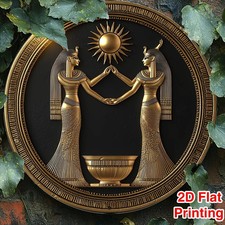 Tin Metal Signs Home Décor 8x8 Vitage Egyptian Pharaoh Theme Round Wreath for Ki
