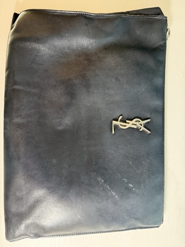 Authentic Saint Laurent (YSL) Cassandre Monogram Leather Pouch / Clutch Bag