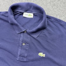 Chemise Lacoste Sz 7/M Vintage Embroidered Logo Polo Collared Shirt Blue