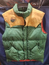 Vintage 70' or 80's Trail Wise Puffer Vest Leather/Nylon Size Small made in USA