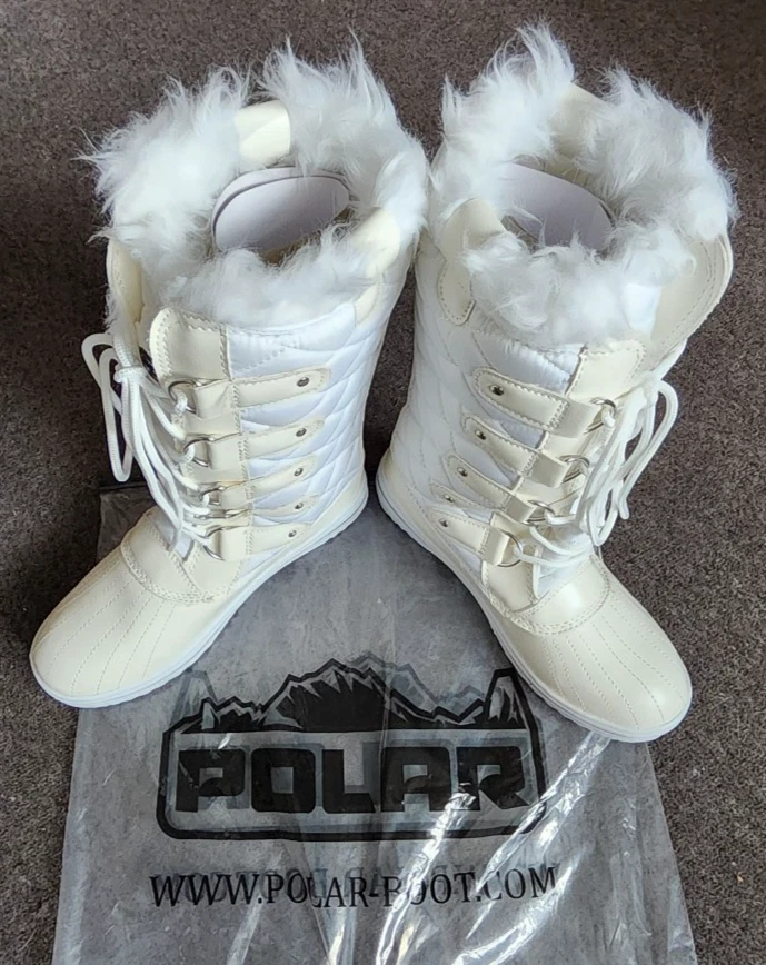 POLAR Women's Tall Winter White Snow Boots - UK Size 6 - Image 2 of 4