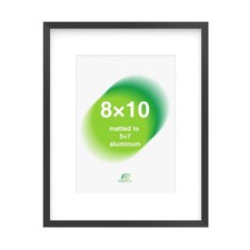 8x10 Matted to 5x7 Picture Frame   Aluminum Frame w/Tempered Glass, Removable...